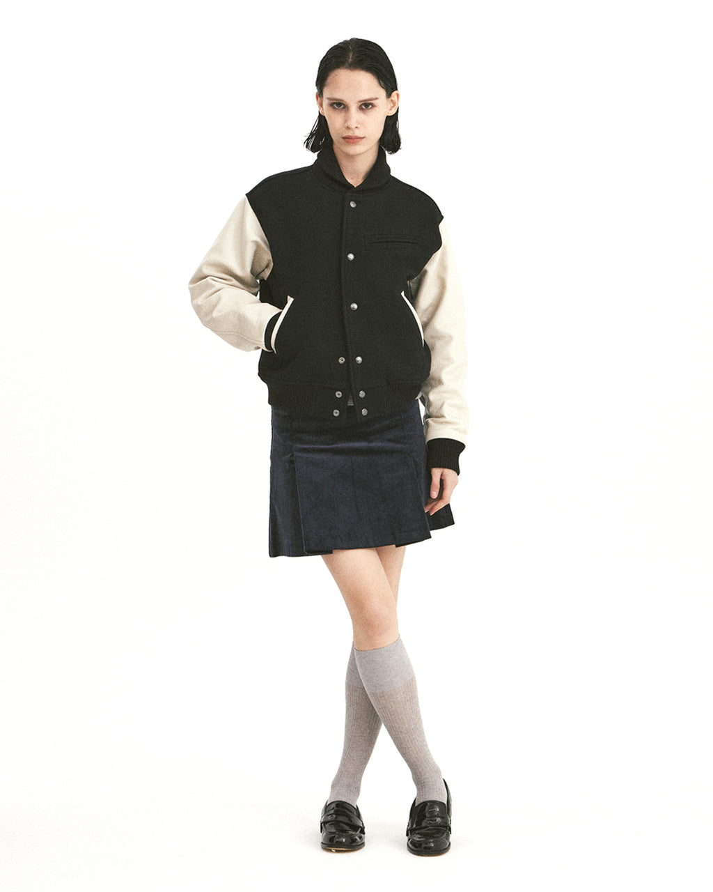 Eastlogue - Stadium Jumper (Black Melton Wool) product image 1 | TRAB K-Fashion Australia