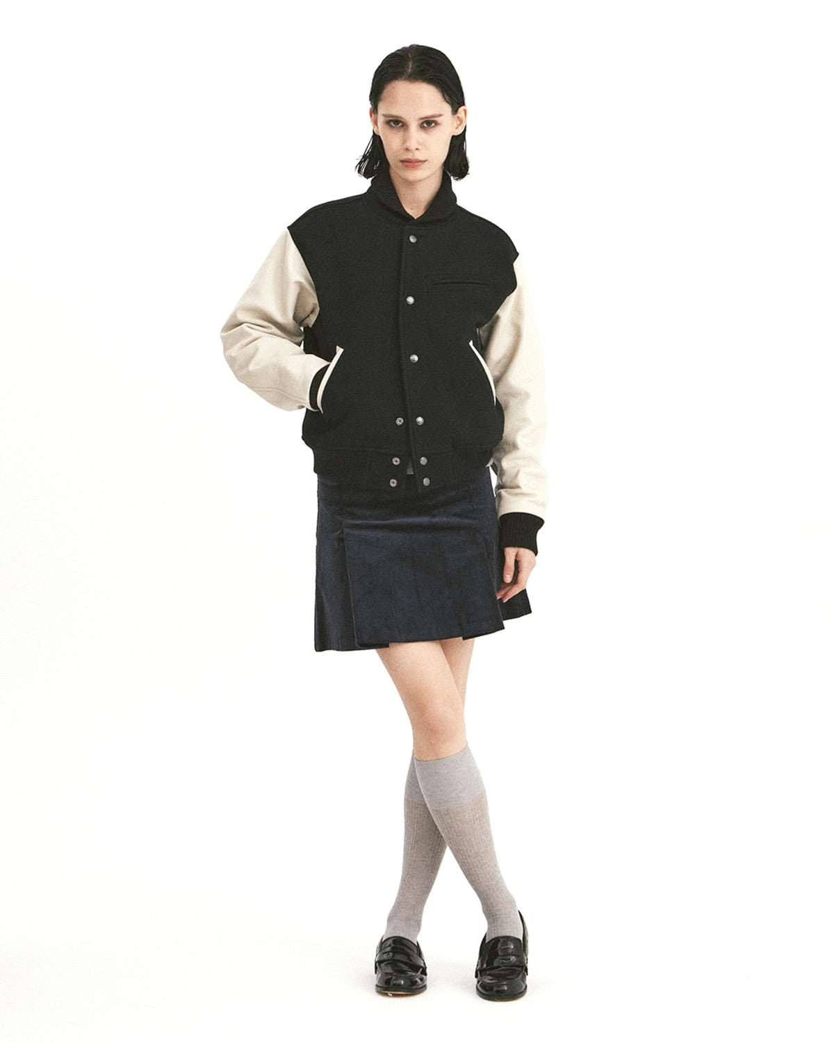 Eastlogue - Stadium Jumper (Black Melton Wool) product image 1 | TRAB K-Fashion Australia