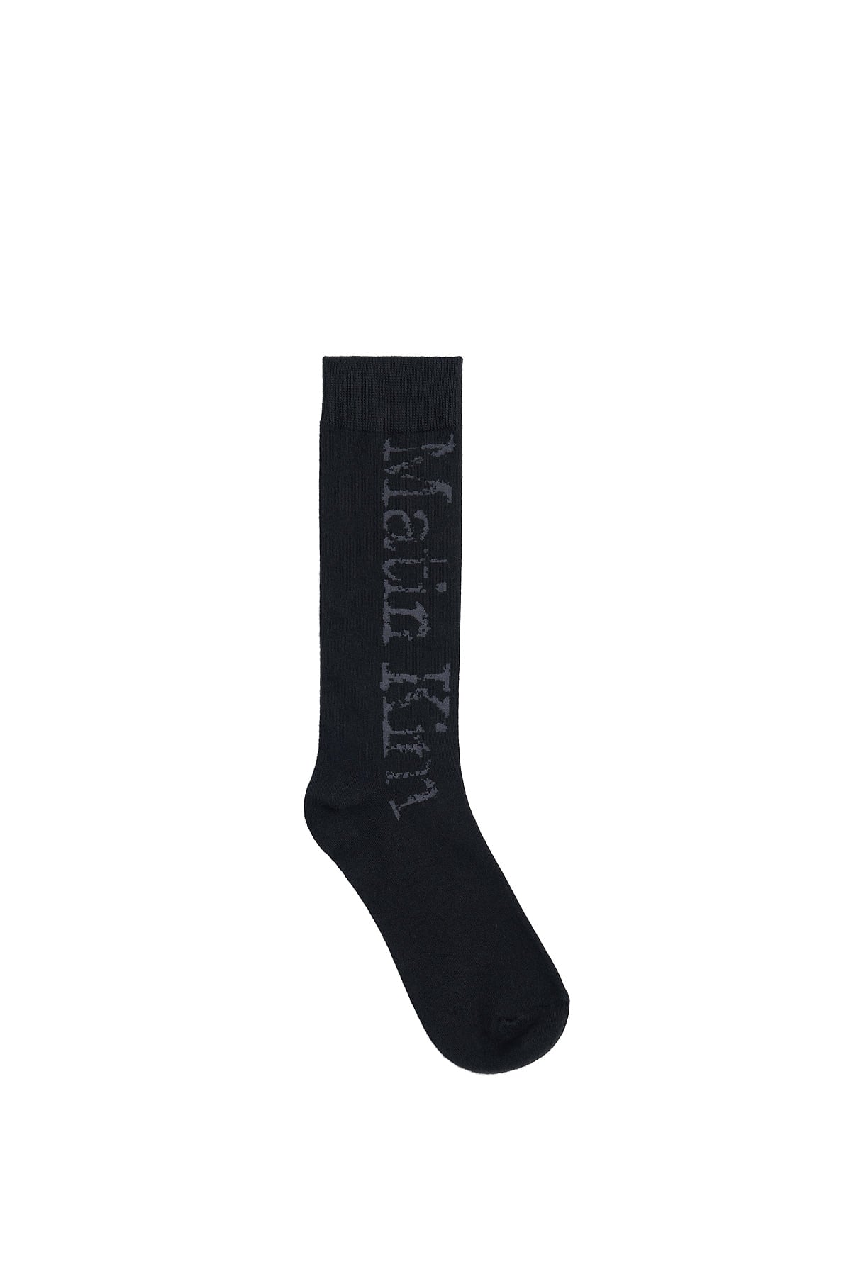 Matin Kim - Cracked Logo Jacquard Socks (Black) product image 1 | TRAB K-Fashion Australia