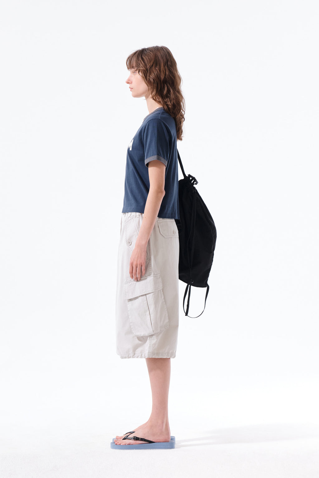 Matin Kim - Matin Logo Ringer Crop Top (Navy) product image 6 | TRAB K-Fashion Australia