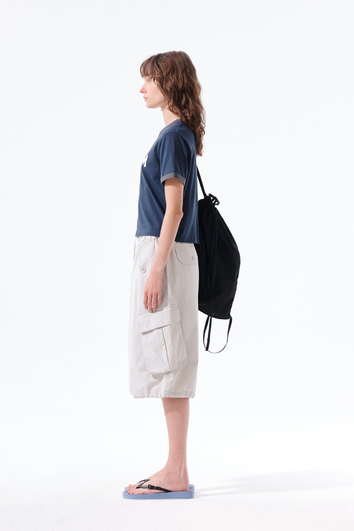 Matin Kim - Matin Logo Ringer Crop Top (Navy) product image 6 | TRAB K-Fashion Australia