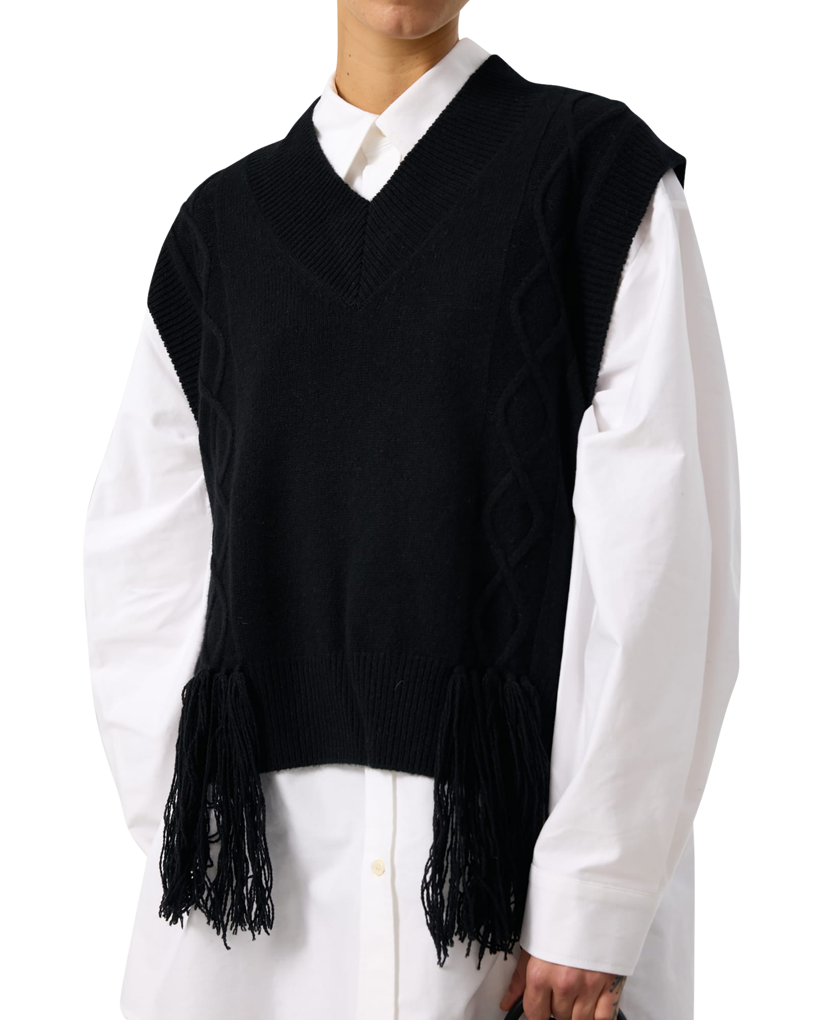 Kimhe Kim - Fringed Knit Vest (Black) product image 18 | TRAB K-Fashion Australia
