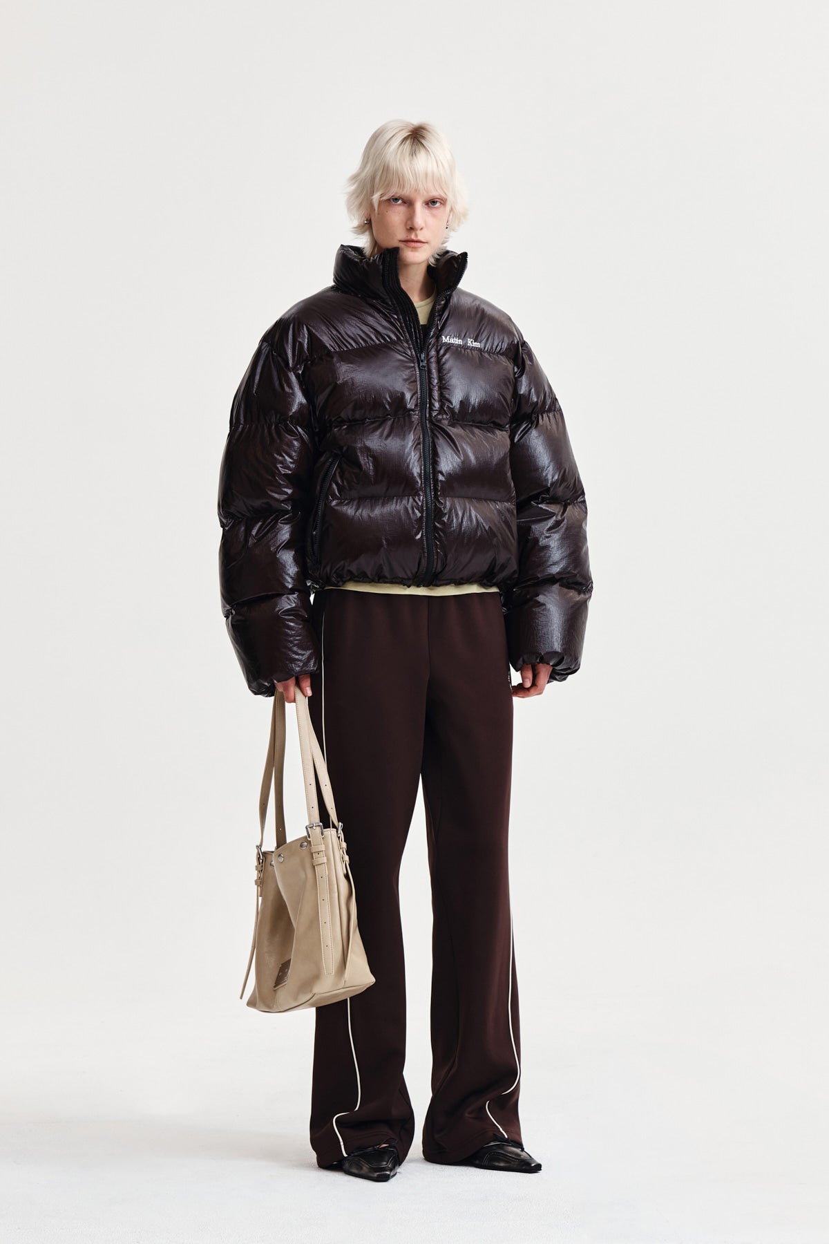 Matin Kim - Heart Logo Track Pants (Brown) product image 8 | TRAB K-Fashion Australia