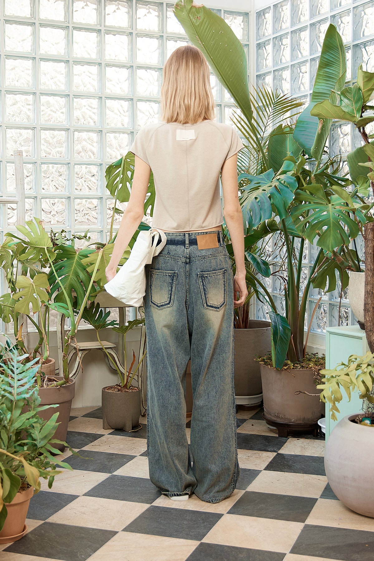 Matin Kim - Rough Cut Line Point Denim Pants (Smoke Blue) product image 10 | TRAB K-Fashion Australia