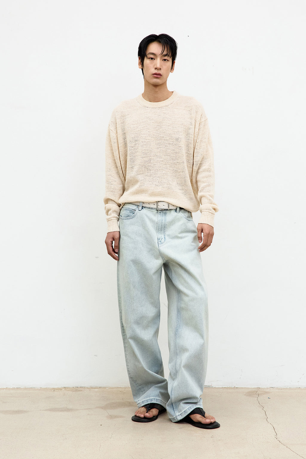 Coor - Mixed Slub Crewneck Sweater (Ivory) product image 2 | TRAB K-Fashion Australia
