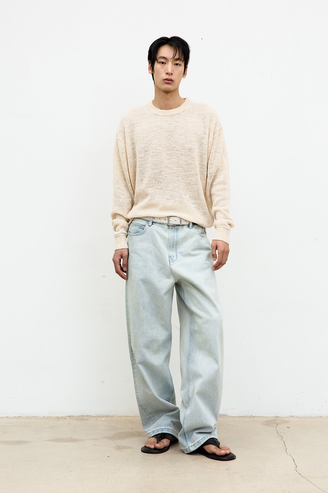 Coor - Mixed Slub Crewneck Sweater (Ivory) product image 2 | TRAB K-Fashion Australia