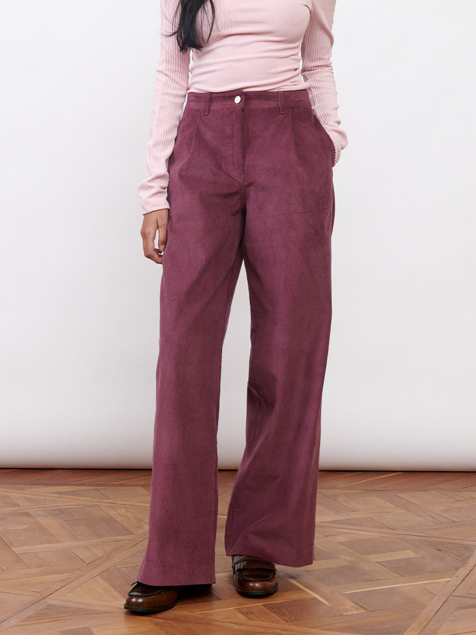 Kijun - Corduroy Wide Tuck Pants (Burgundy) product image 2 | TRAB K-Fashion Australia