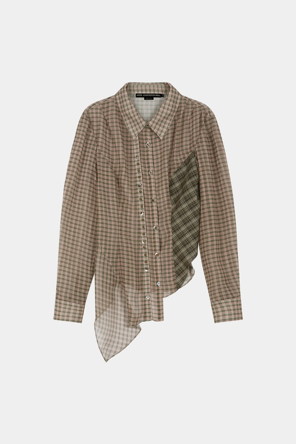 Andersson Bell - Asymmetric Studded Mesh Shirt (Brown) product image 7 | TRAB K-Fashion Australia