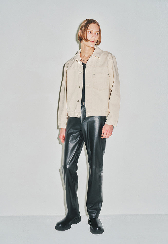 Tonywack - Cropped Single Pocket Denim Jacket (Ecru) product image 3 | TRAB K-Fashion Australia