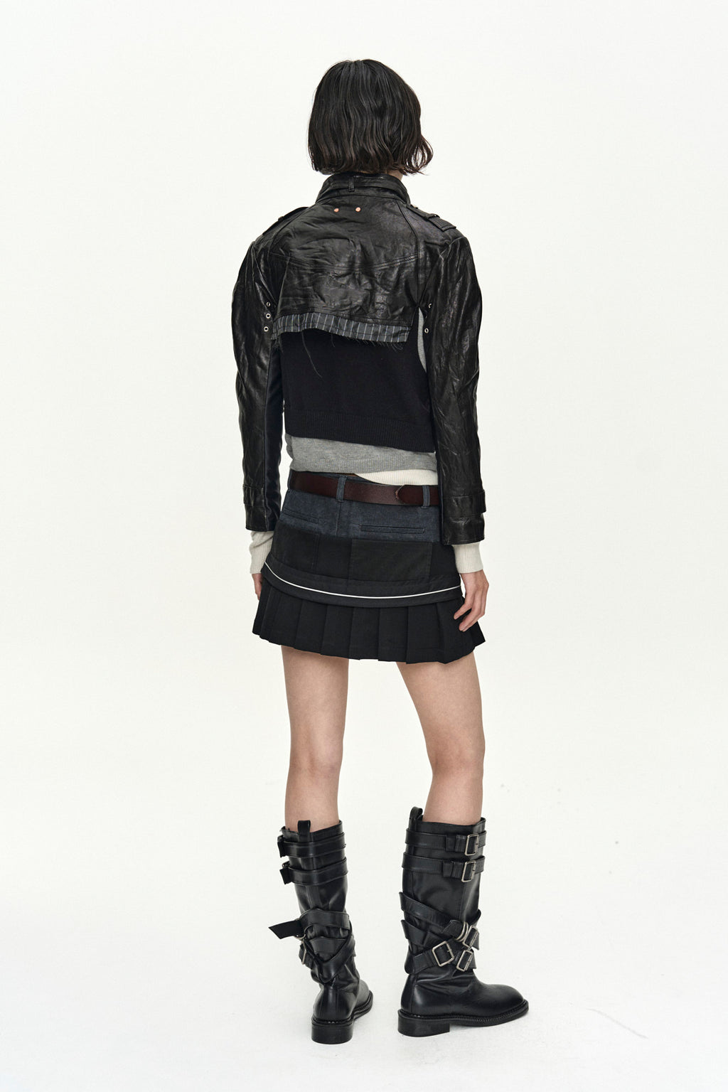 Andersson Bell - Cut-Out Shrunken Racing Leather Jacket (Black) product image 3 | TRAB K-Fashion Australia