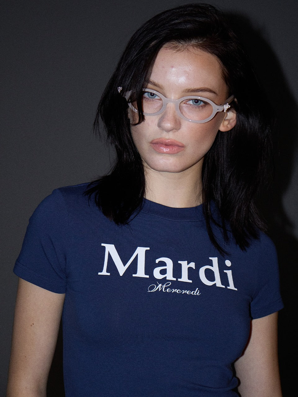 Mardi Mercredi - Cropped Tshirt Mardi Classic (Navy White) product image 1 | TRAB K-Fashion Australia