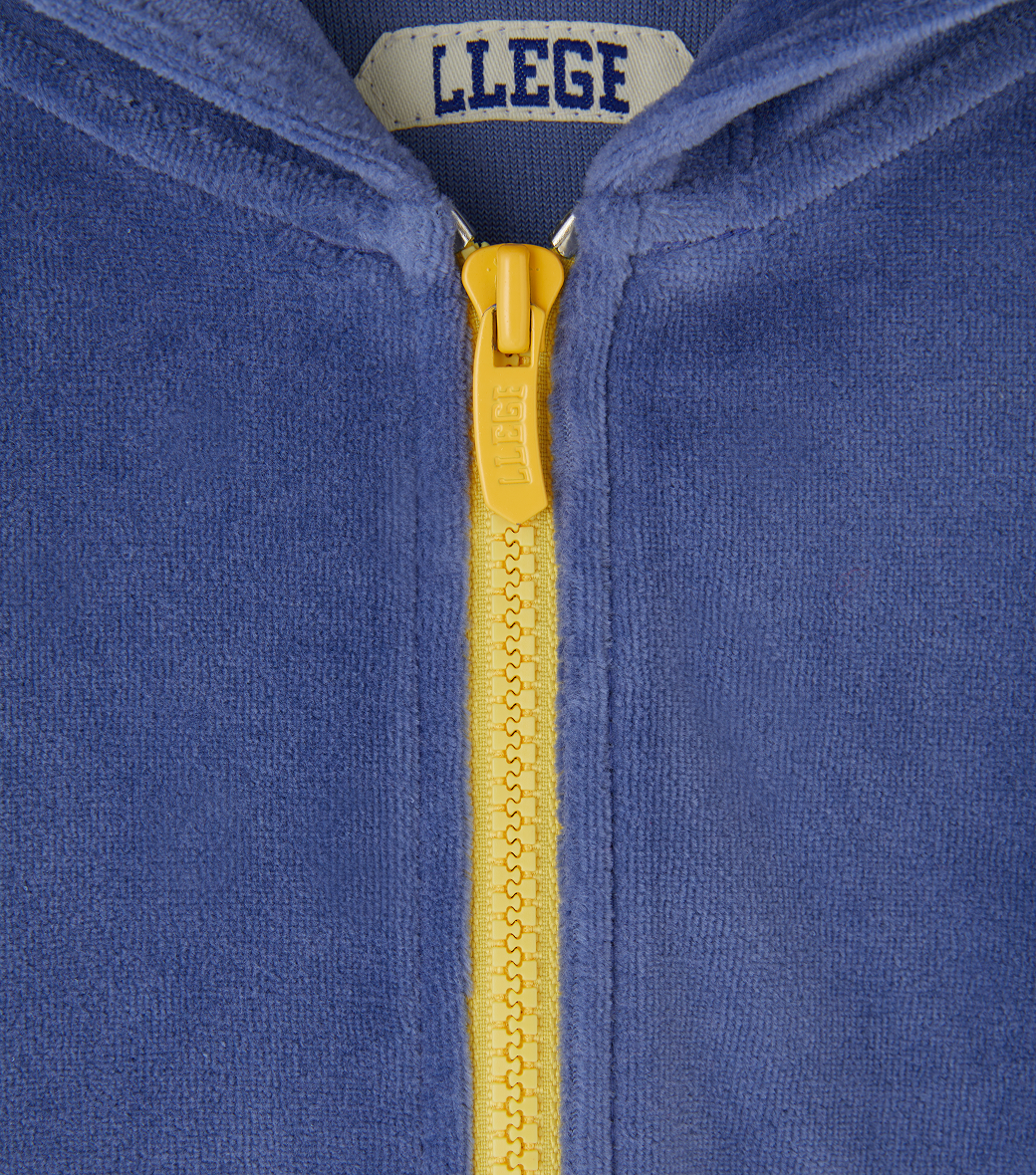 Llege - Velour Crop Hoody Zip-Up (Vintage Blue) product image 3 | TRAB K-Fashion Australia