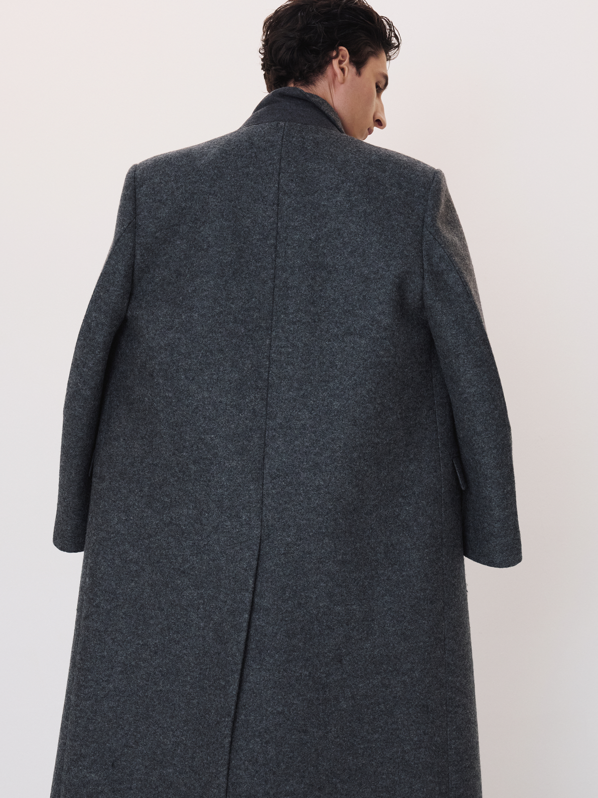 Recto - Classic Tailored Double Breasted Coat (Melange Grey) product image 3 | TRAB K-Fashion Australia