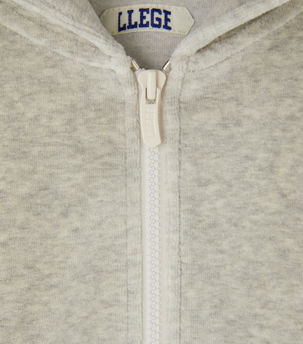 Llege - Velour Crop Hoody Zip-Up (Grey) product image 3 | TRAB K-Fashion Australia