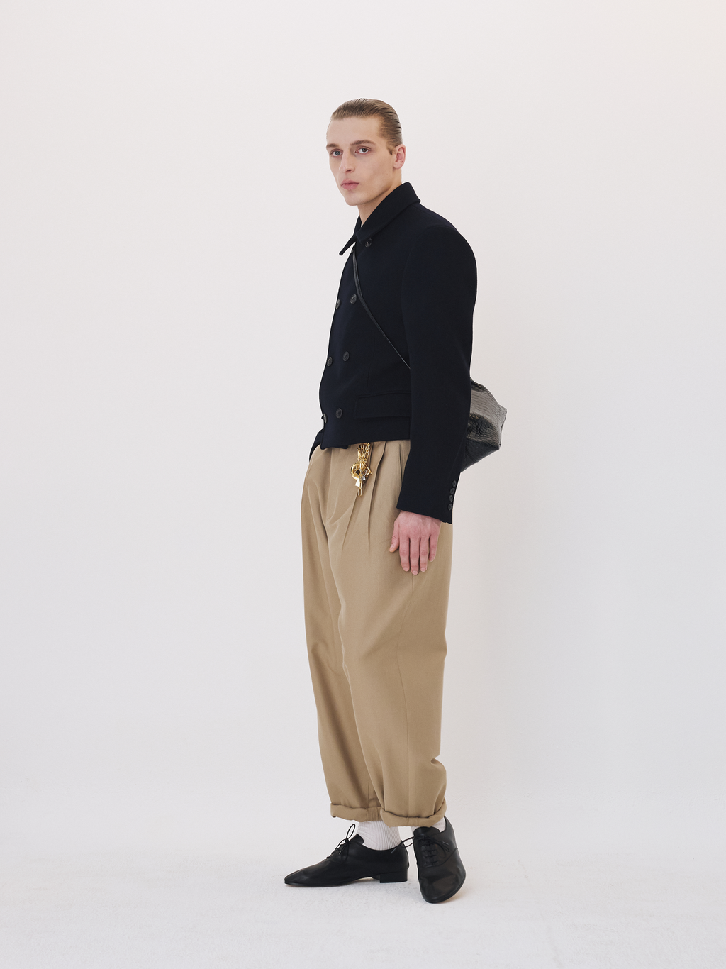 Recto - Double Breasted Short Coat (Dark Navy) product image 3 | TRAB K-Fashion Australia