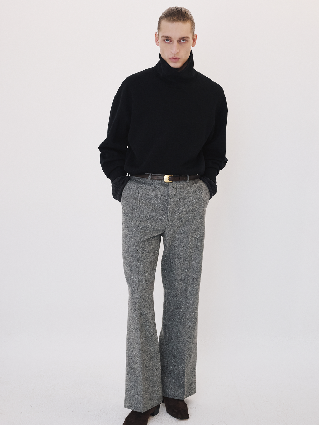 Recto - Melange Wool Flare Pants (Melange Grey) product image 3 | TRAB K-Fashion Australia