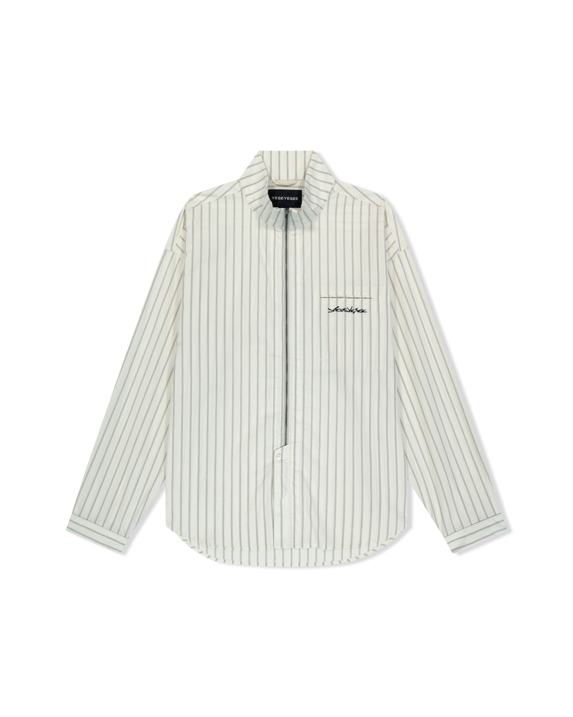 yeseyesee - Hi Neck Two Way Zip Up Shirt (White) product image 1 | TRAB K-Fashion Australia