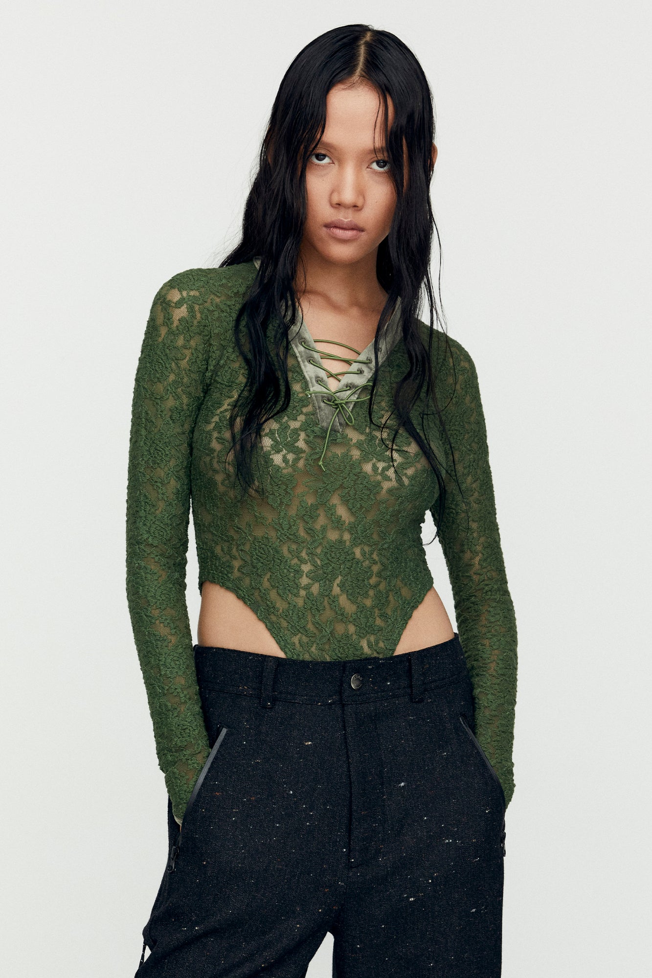 Andersson Bell - Rose Lace Bodysuit (Khaki) product image 5 | TRAB K-Fashion Australia