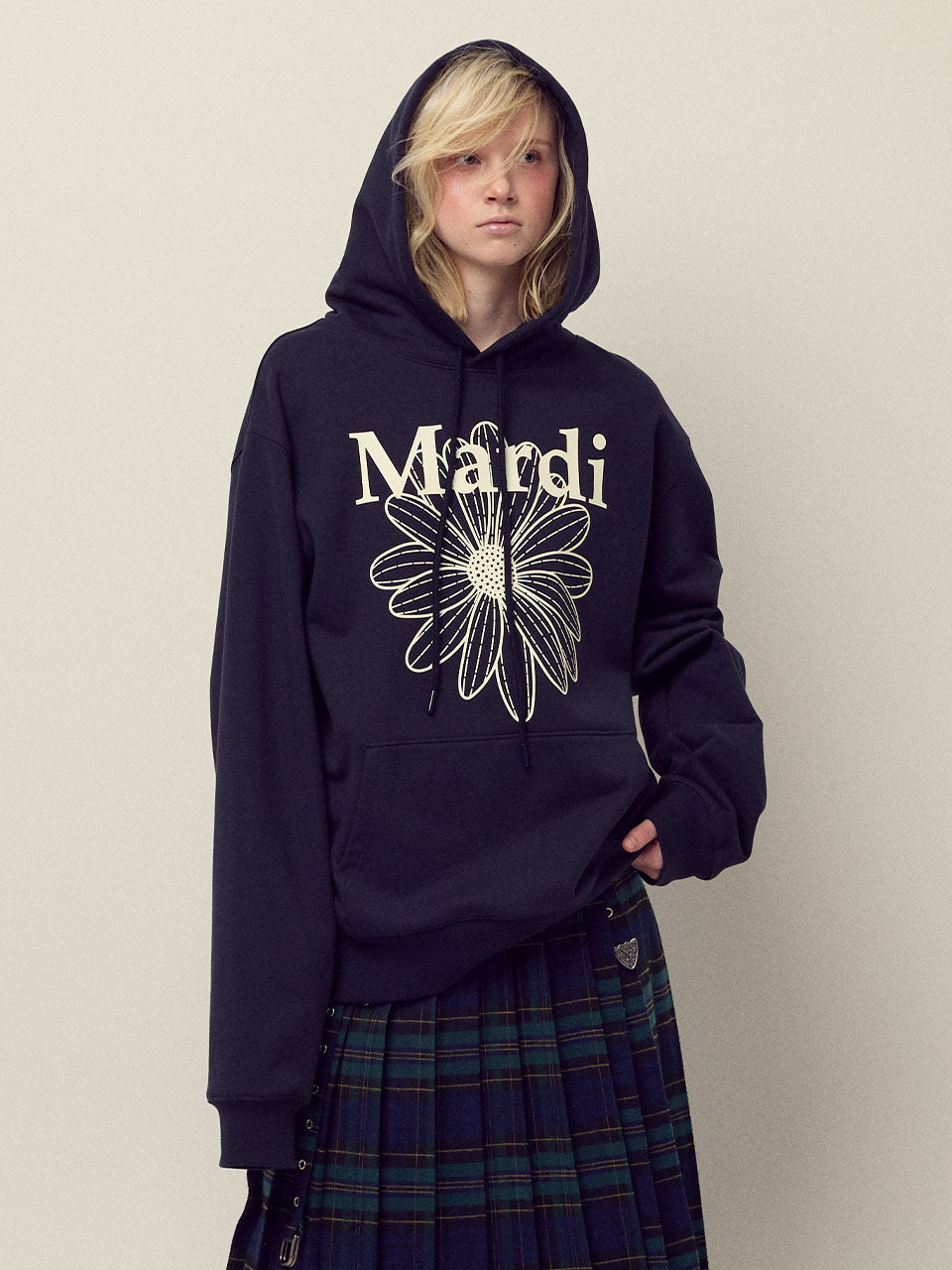 Mardi Mercredi - Oversized Hoody Flowermardi (Navy Ivory) product image 1 | TRAB K-Fashion Australia