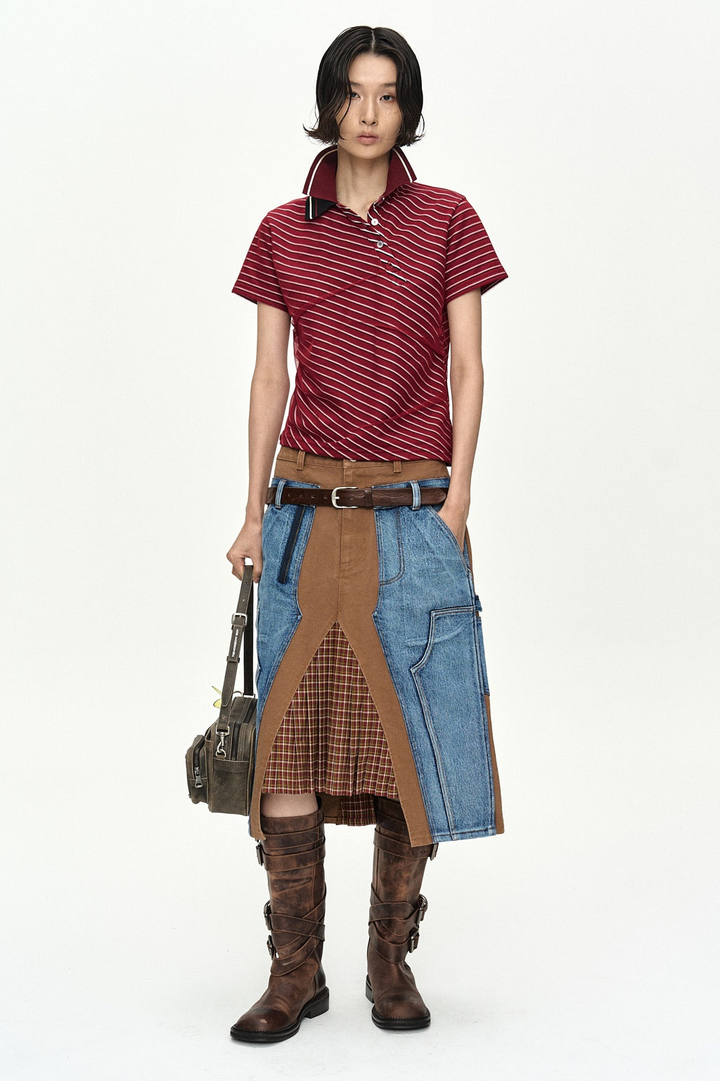 Andersson Bell - Twisted Pk Polo Top (Red) product image 1 | TRAB K-Fashion Australia