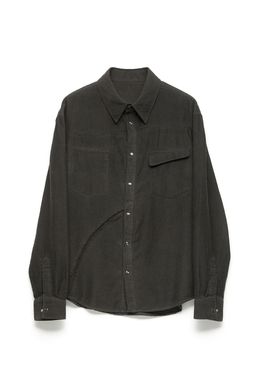 Hatchingroom - Reverse Western Shirt Gauze (Over Dyed Green Charcoal) product image 1 | TRAB K-Fashion Australia