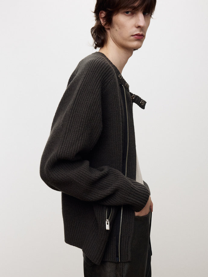 Tonywack - Merino Wool Knitted Zip-Up Jumper (Anthracite) product image 7 | TRAB K-Fashion Australia