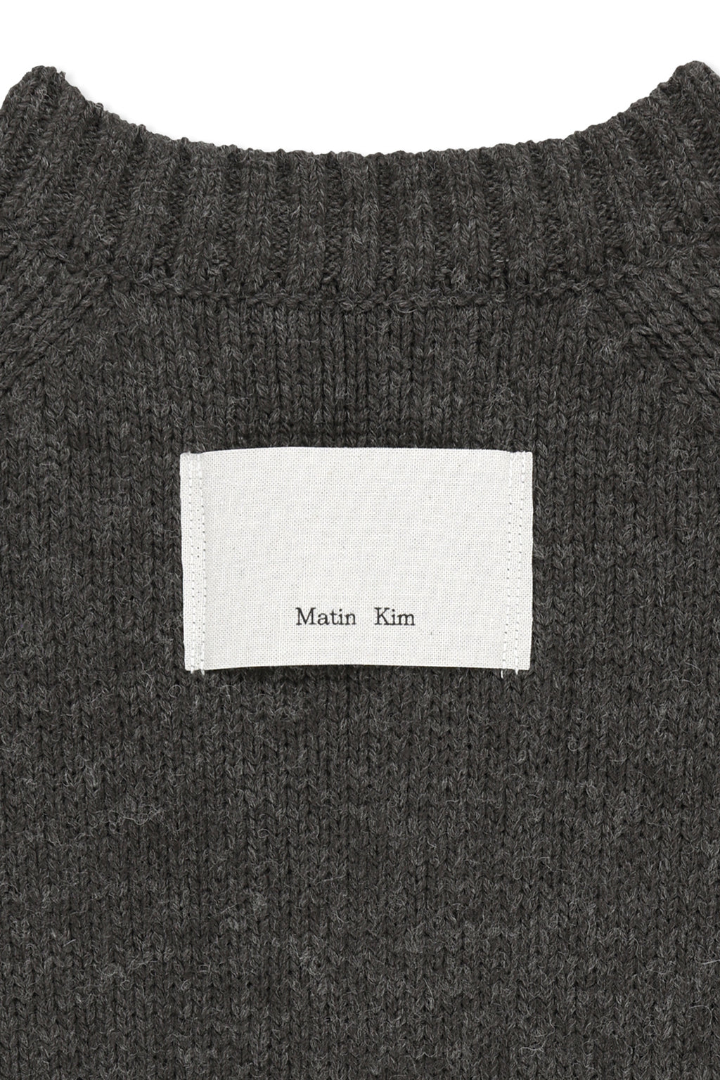 Matin Kim - Matin Button Point Henley Neck Logo Knit Top (Charcoal) product image 6 | TRAB K-Fashion Australia