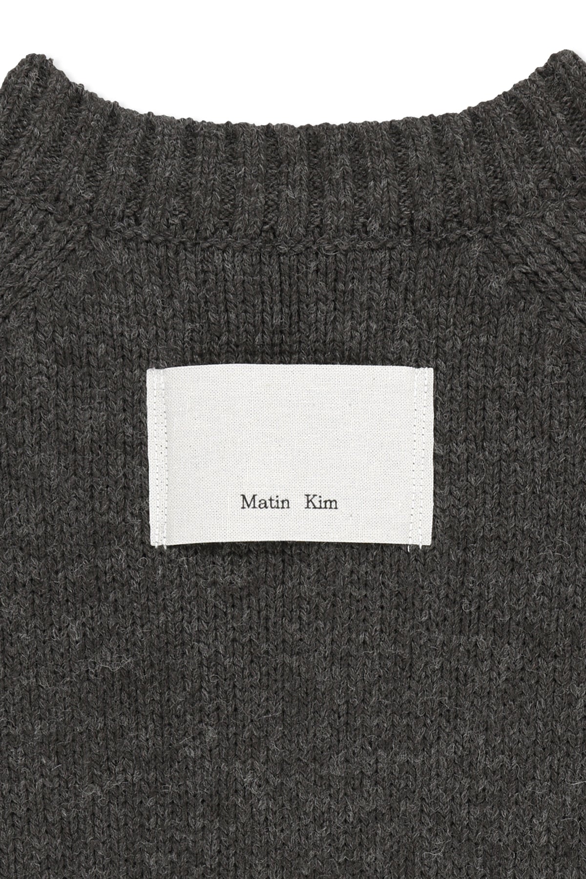 Matin Kim - Matin Button Point Henley Neck Logo Knit Top (Charcoal) product image 6 | TRAB K-Fashion Australia