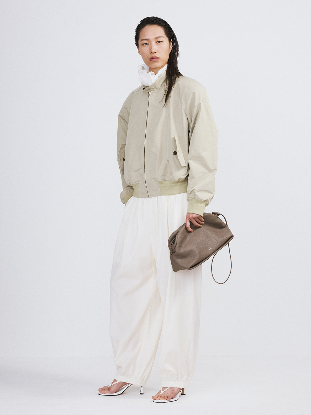 Recto - Crop Harrington Jumper (Light Khaki) product image 2 | TRAB K-Fashion Australia