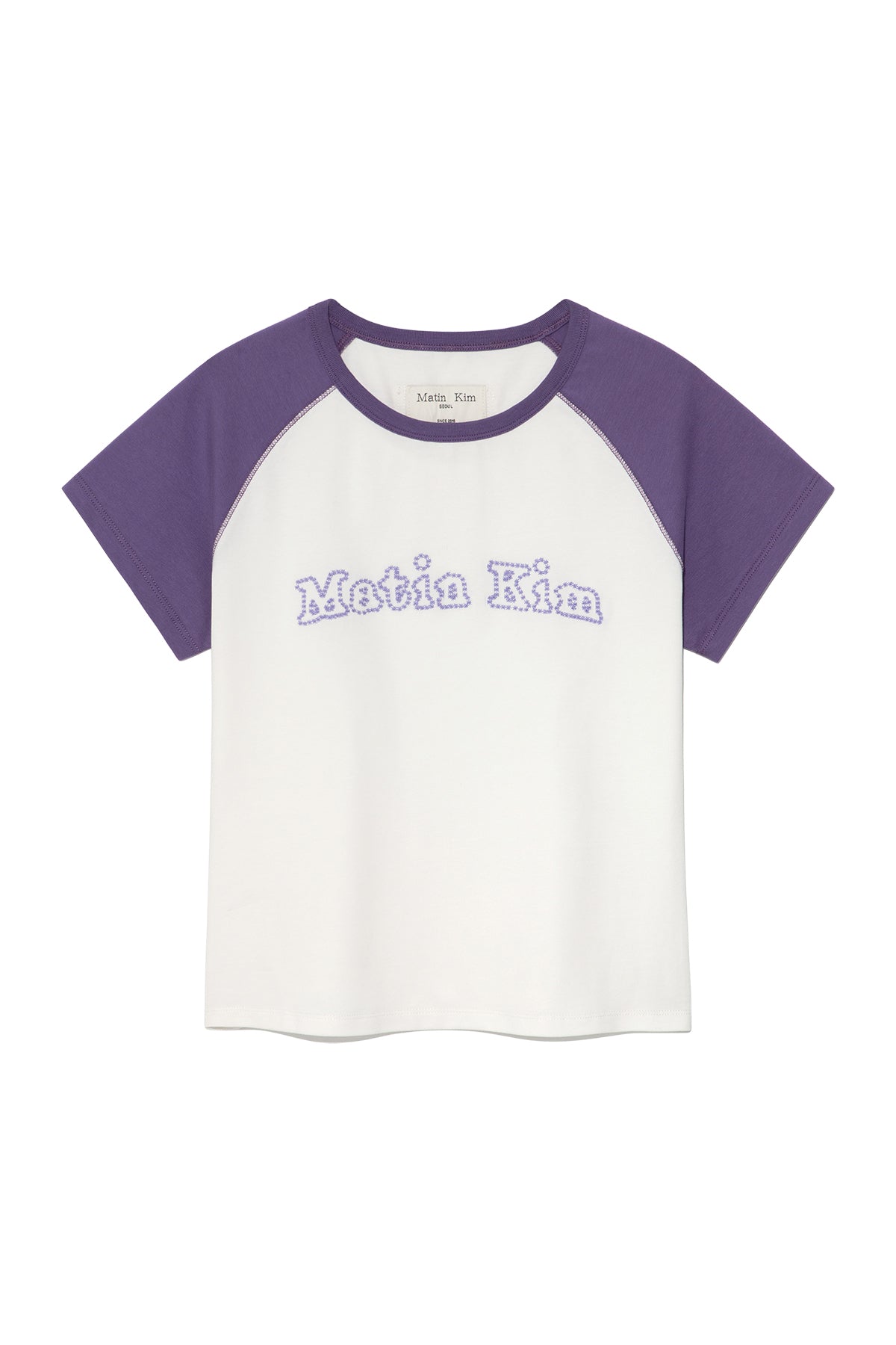 Matin Kim - Flower Stitch Raglan Logo Top (Purple) product image 1 | TRAB K-Fashion Australia