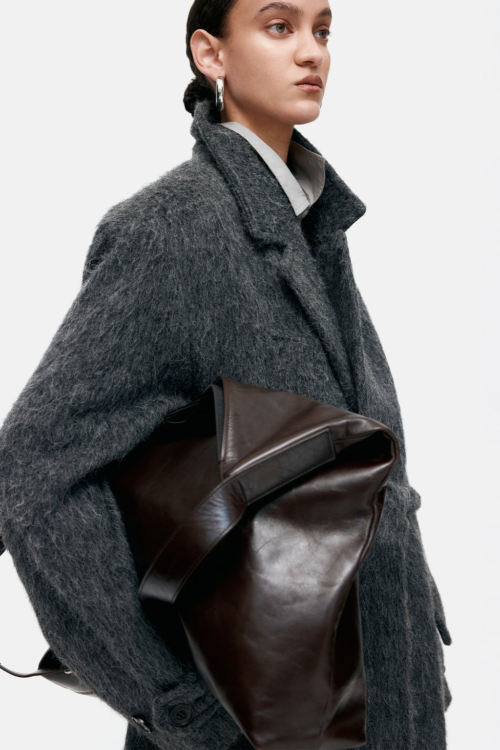 Andersson Bell - Mattia Shaggy Wool Robe Coat (Grey) product image 11 | TRAB K-Fashion Australia