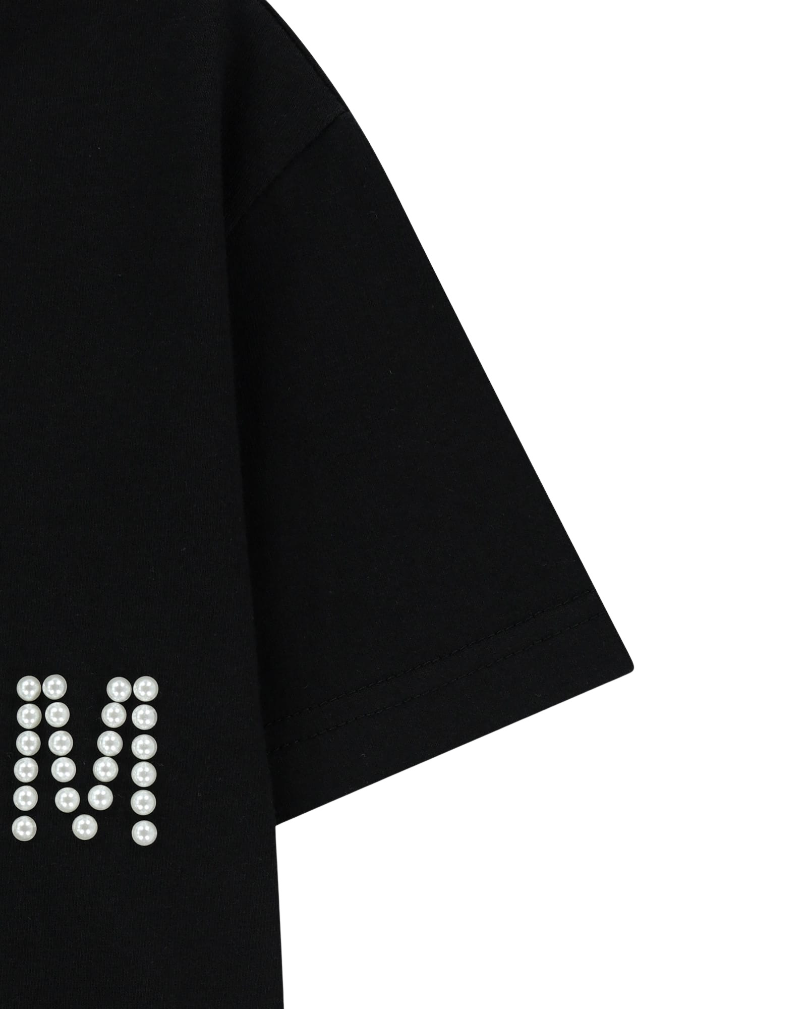 Kimhe Kim - Pearl Embellished Logo Slim T-Shirt (Black) product image 10 | TRAB K-Fashion Australia