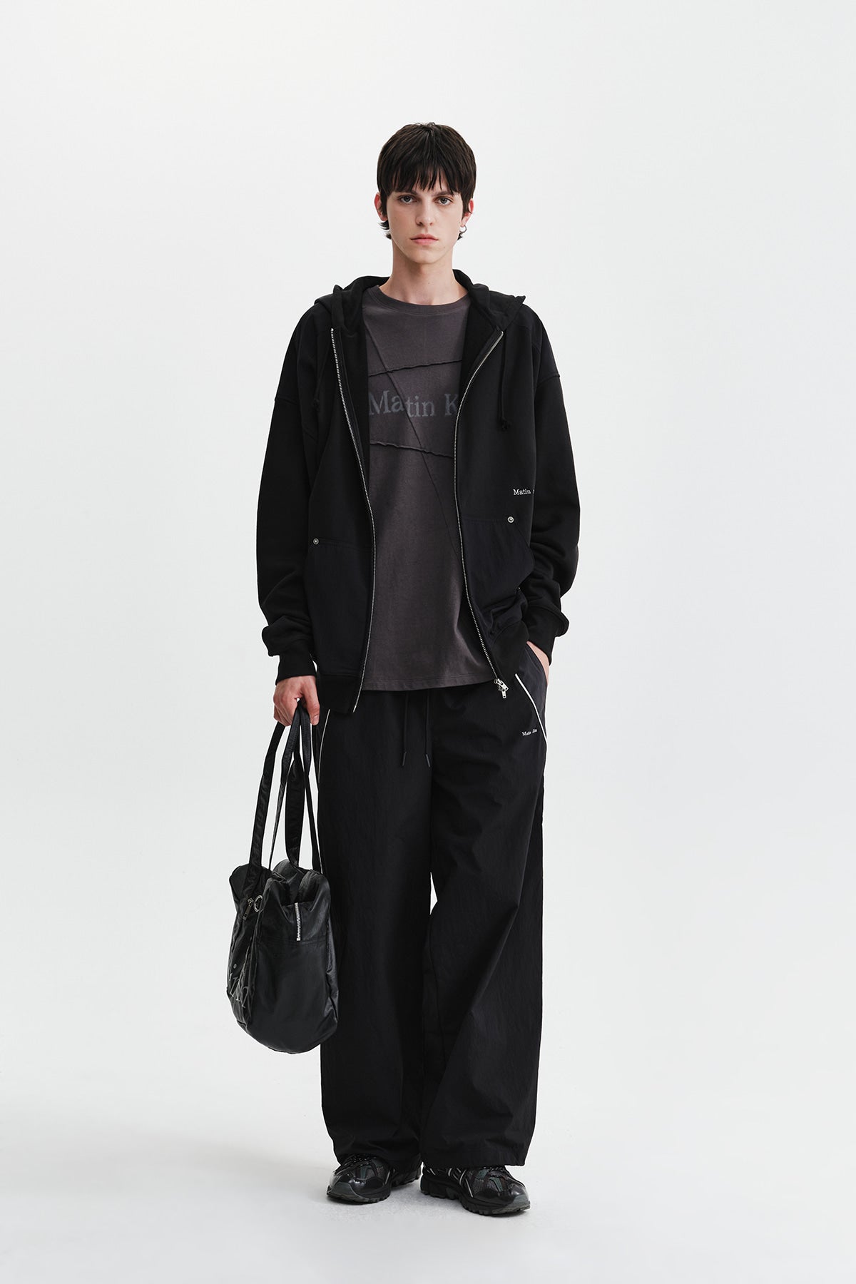 Matin Kim - Color Block Hoody Zip Up (Charcoal) product image 10 | TRAB K-Fashion Australia