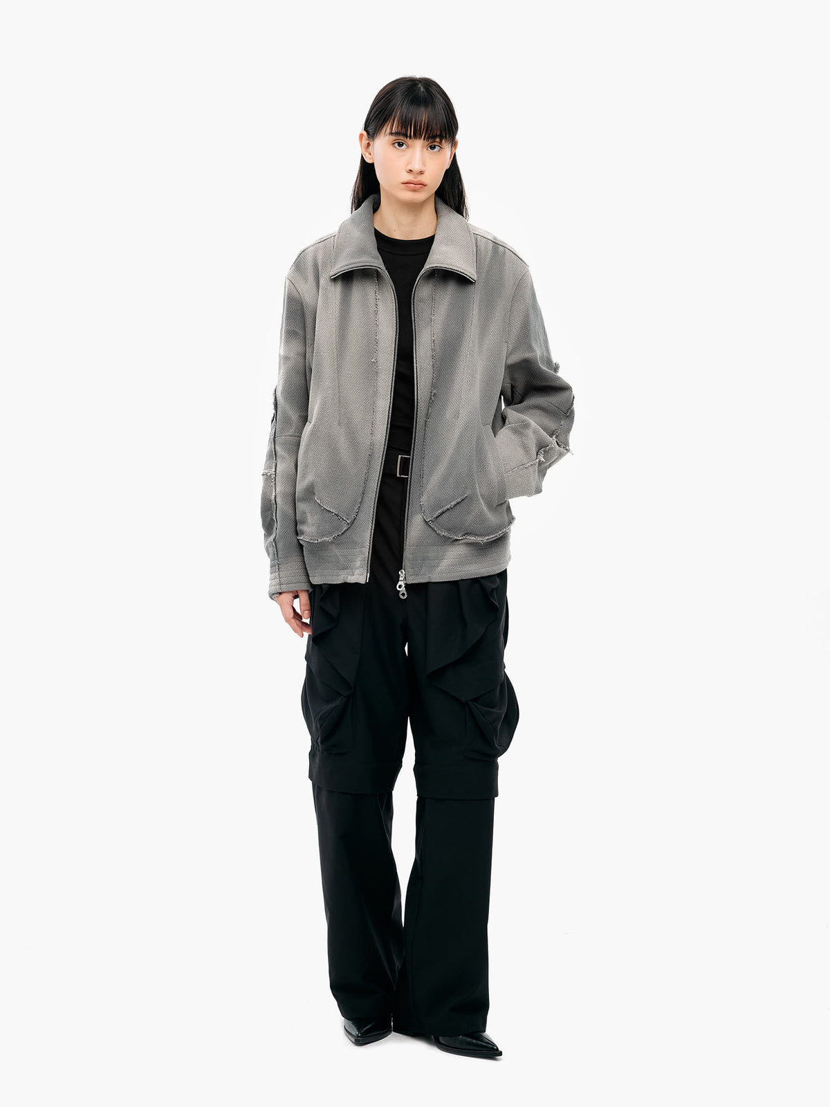 Jiyong Kim - Sun-Bleached Raw Edged Jacket (Grey) product image 4 | TRAB K-Fashion Australia
