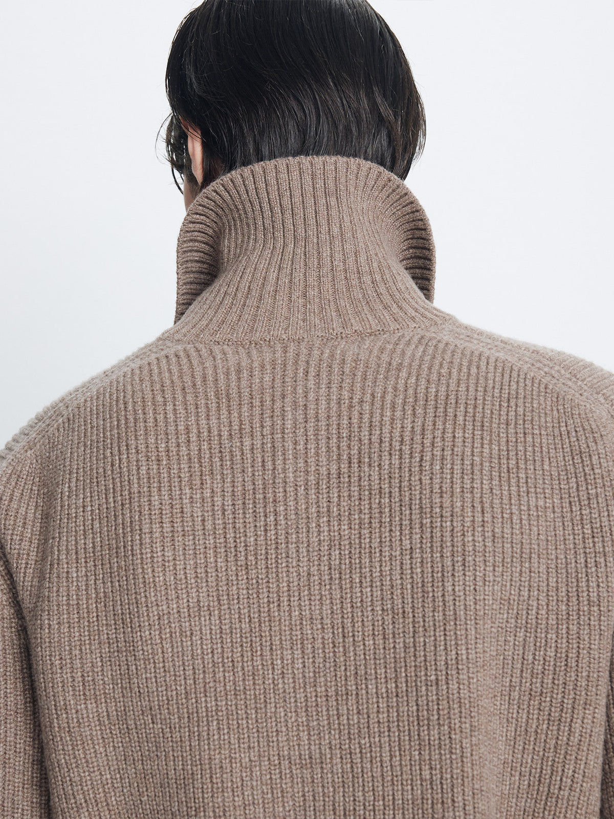 Tonywack - High Neck Merino Wool Button-Up Knitted Blouson (Taupe) product image 6 | TRAB K-Fashion Australia