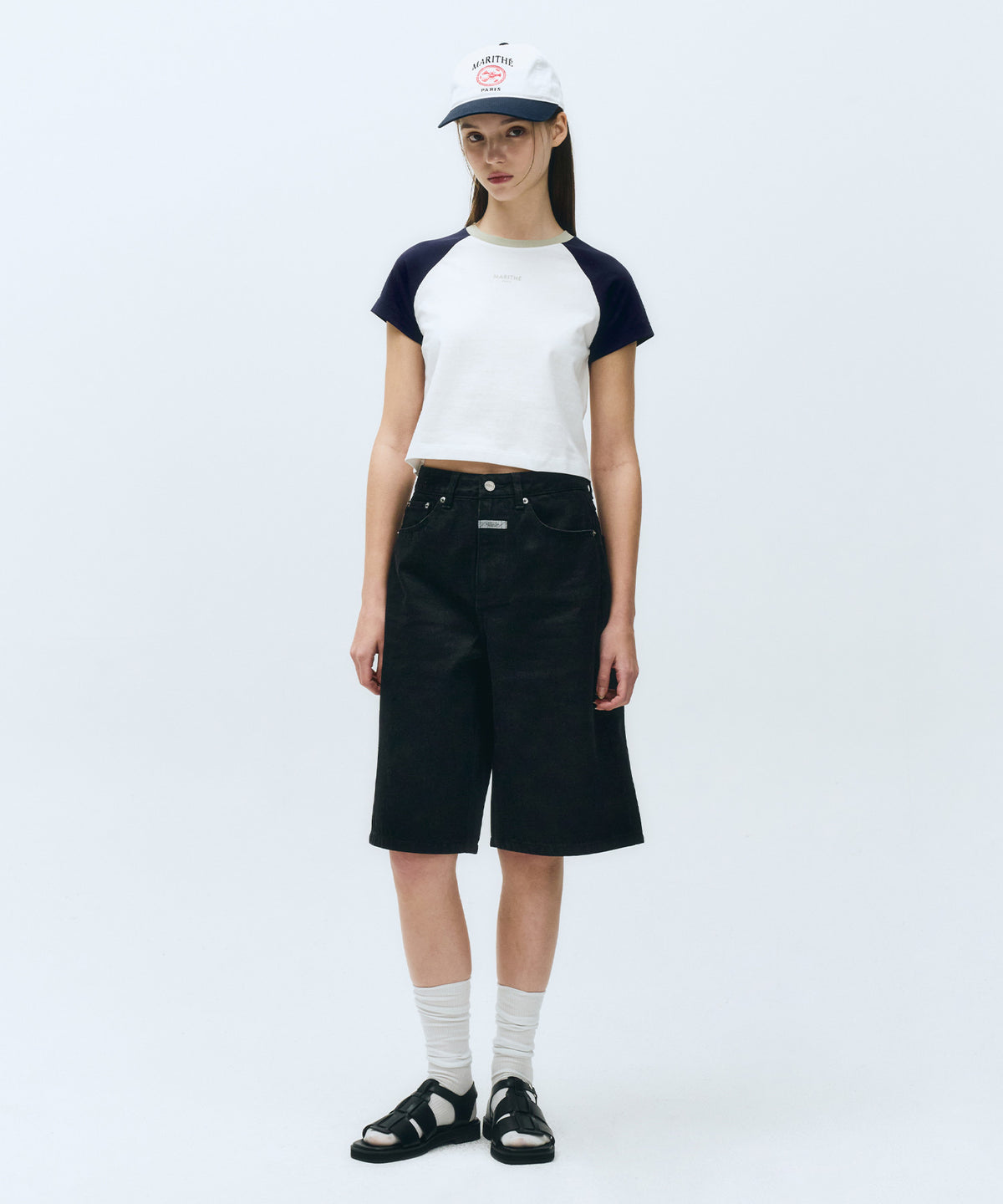Marithe & Francois Girbaud - Long Bermuda Denim Pants (Black) product image 3 | TRAB K-Fashion Australia