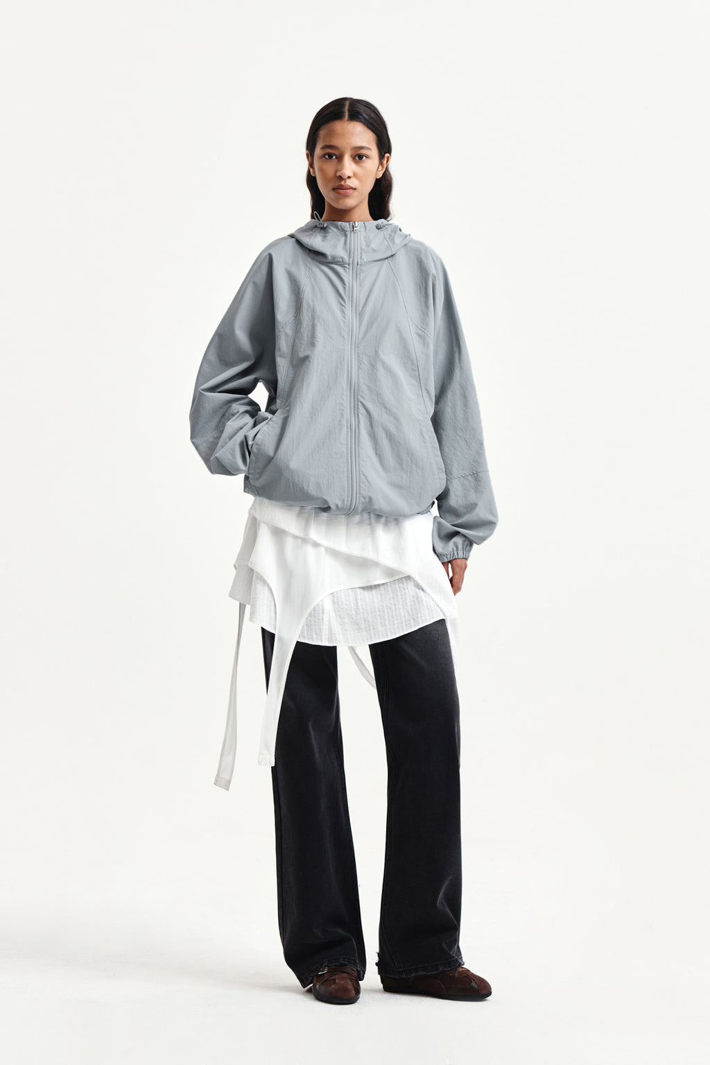 Matin Kim - Back Logo Hoody Wind Breaker (Light Grey) product image 10 | TRAB K-Fashion Australia