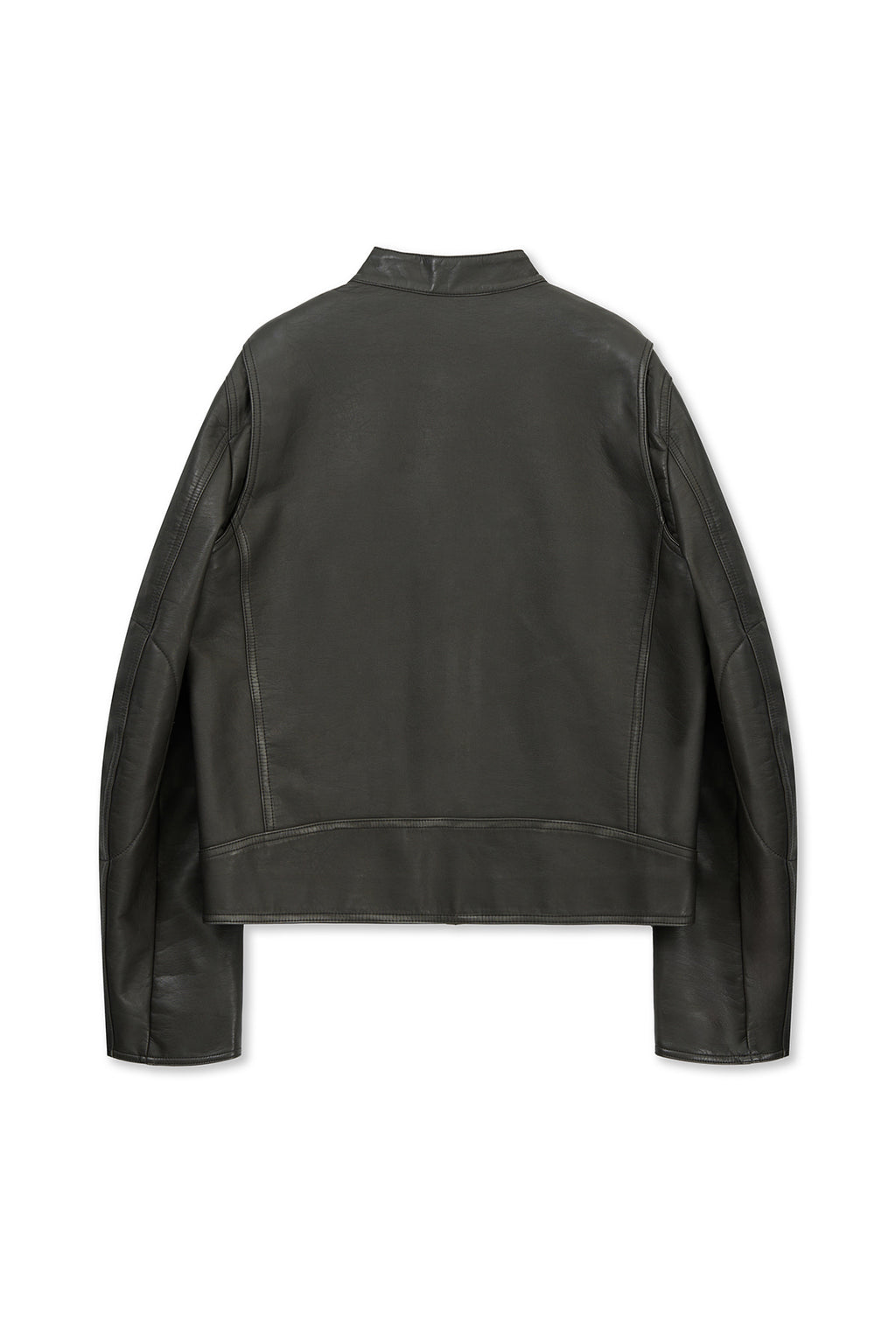 Matin Kim - Washed Faux Leather Racer Jumper (Charcoal) product image 2 | TRAB K-Fashion Australia