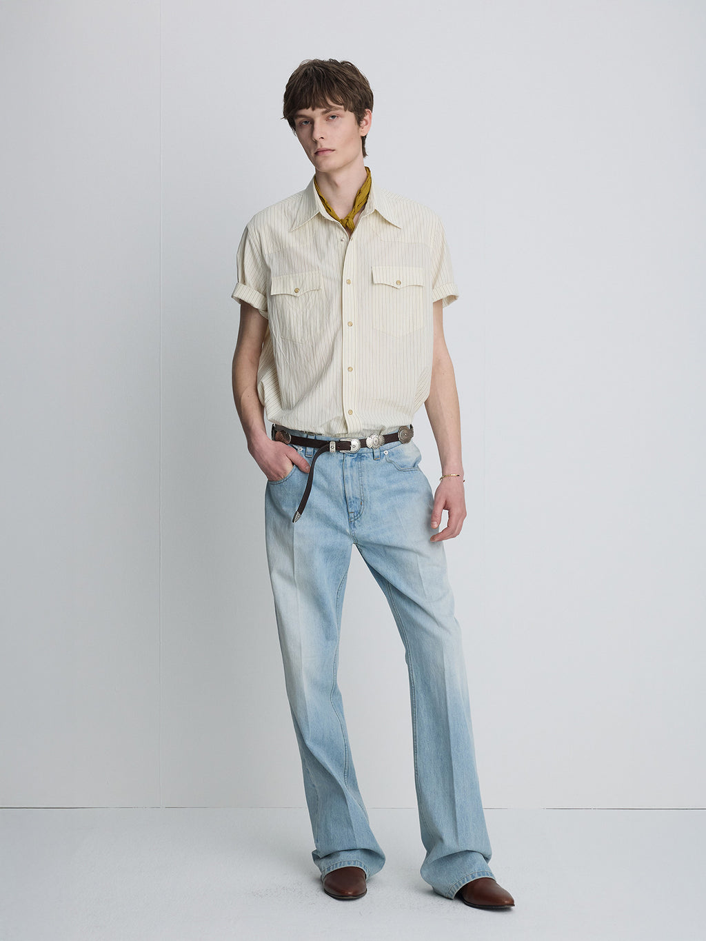 Tonywack - Striped Cotton Western Shirt (Ecru) product image 2 | TRAB K-Fashion Australia