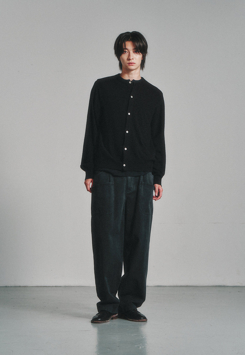 Art if acts - Wholegarment Round Neck Cardigan (Black) product image 2 | TRAB K-Fashion Australia