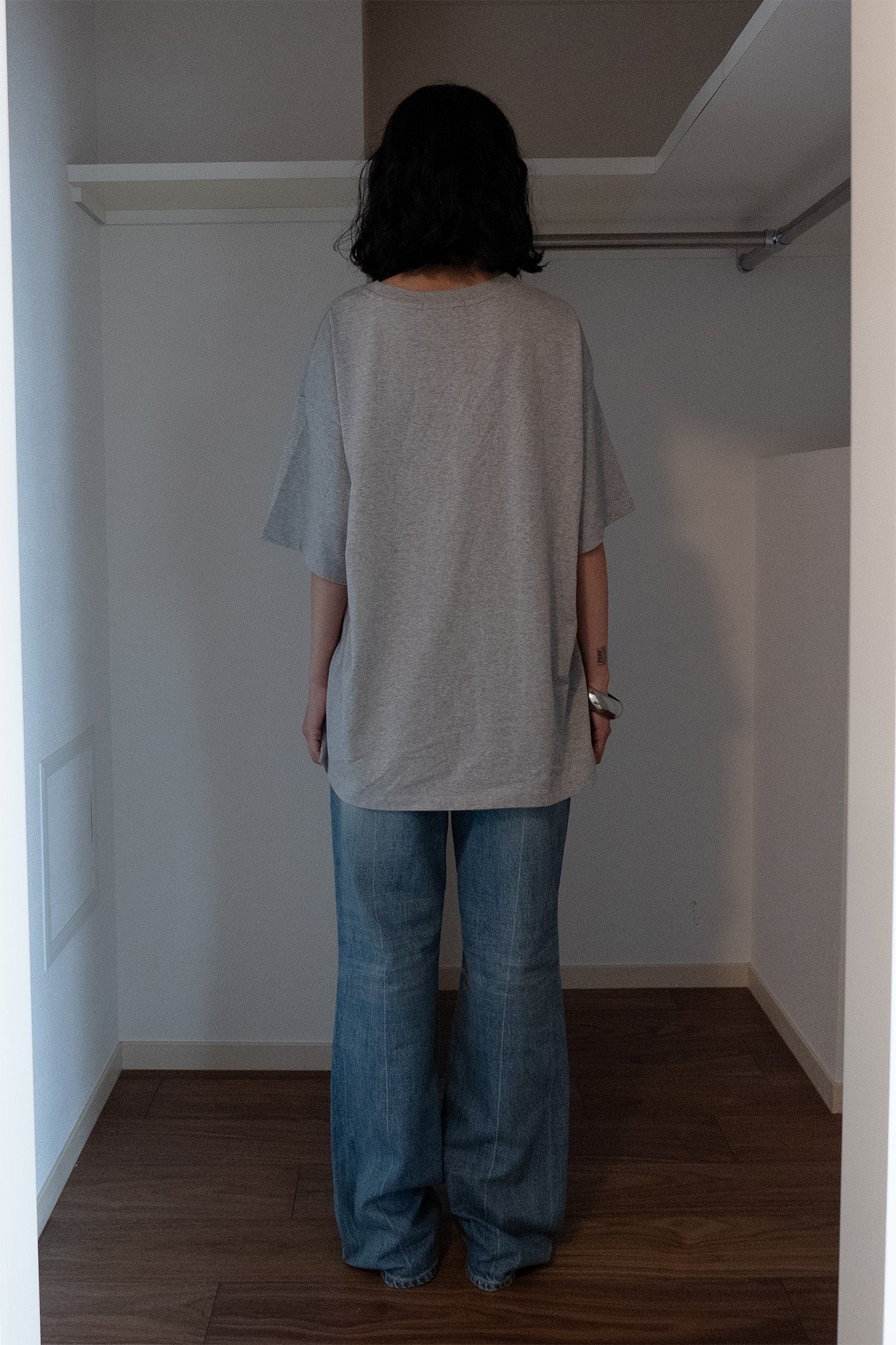 Deinet - Lettering Graphic Oversized T-Shirt (Melange Grey) product image 3 | TRAB K-Fashion Australia