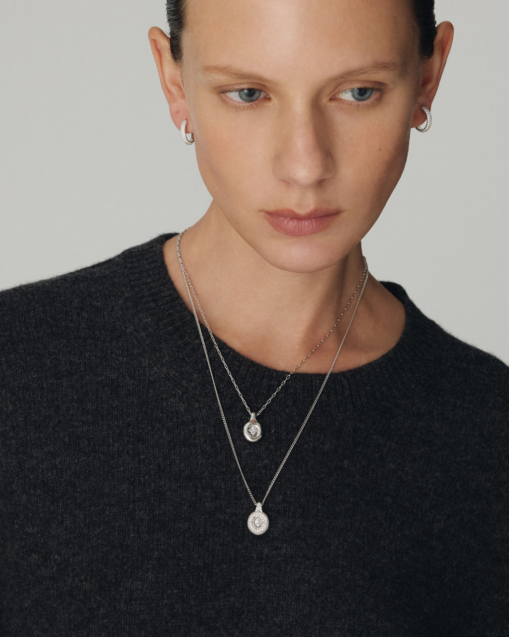 Numbering - Oval Solitaire Pendant Necklace with a Dimensional Frame #3801 product image 4 | TRAB K-Fashion Australia
