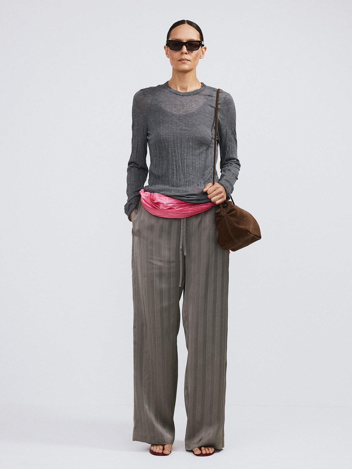 Recto - Crease Long Knit Top (Cool Grey) product image 2 | TRAB K-Fashion Australia