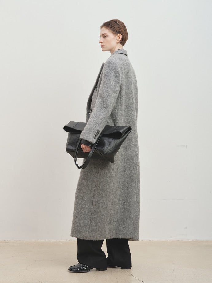 Tonywack - Soft Wool Alpaca Double-Breasted Coat (Melange Grey) product image 2 | TRAB K-Fashion Australia