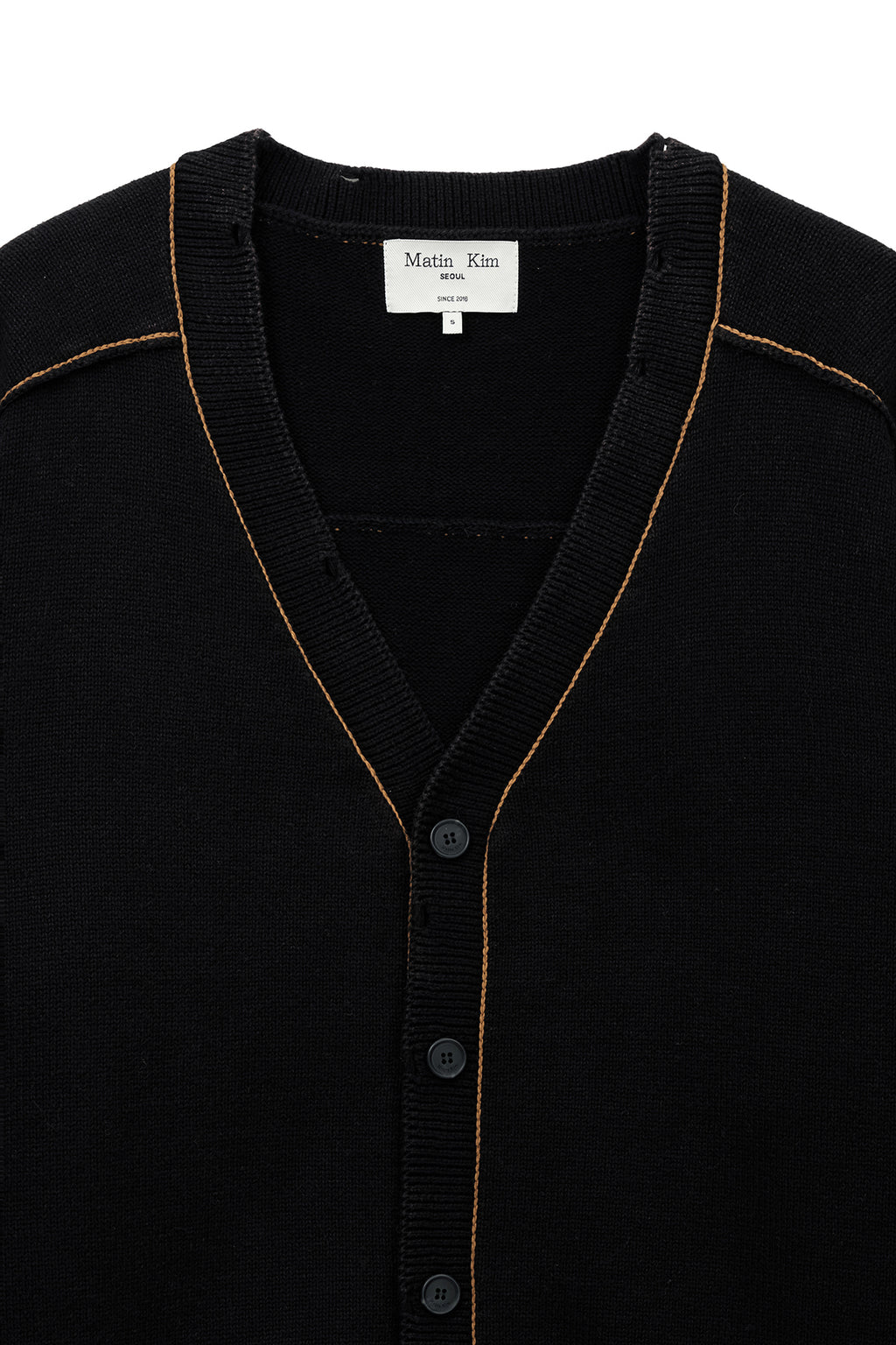 Matin Kim - Back Logo Line Point Knit Cardigan (Black) product image 3 | TRAB K-Fashion Australia