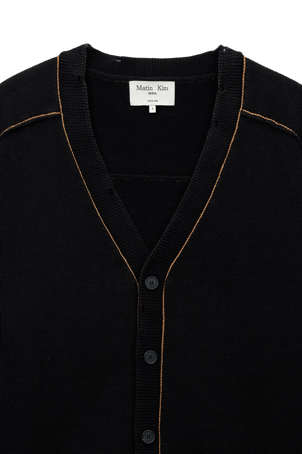Matin Kim - Back Logo Line Point Knit Cardigan (Black) product image 3 | TRAB K-Fashion Australia