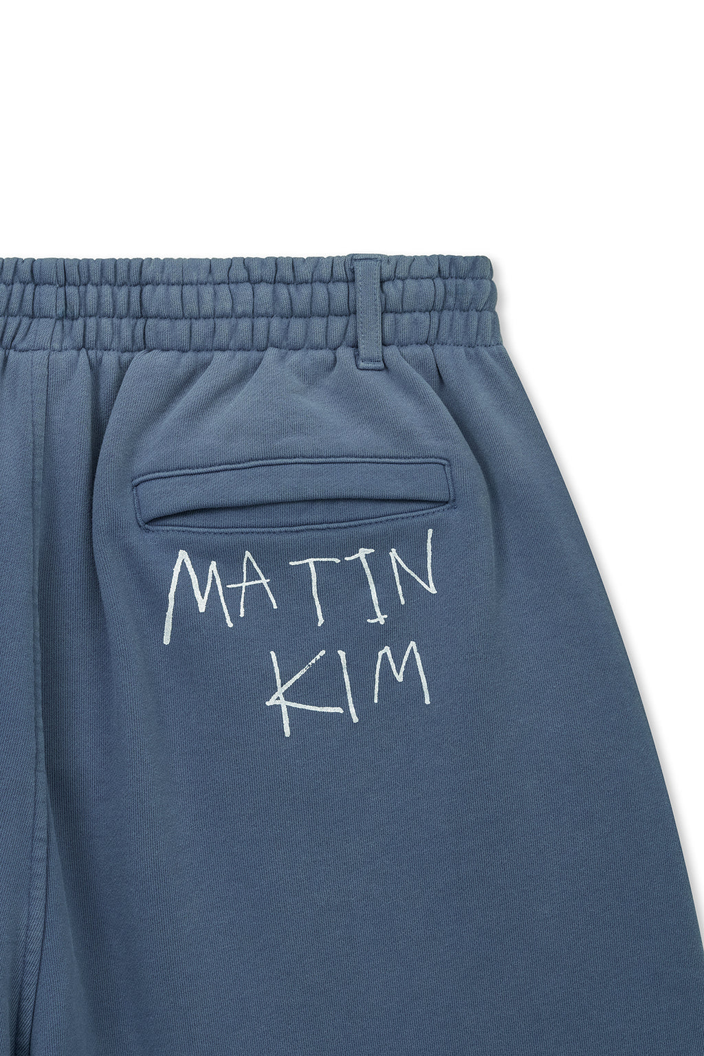Matin Kim - Vintage Washed Back Logo Bermuda Sweatpants (Smoke Blue) product image 5 | TRAB K-Fashion Australia