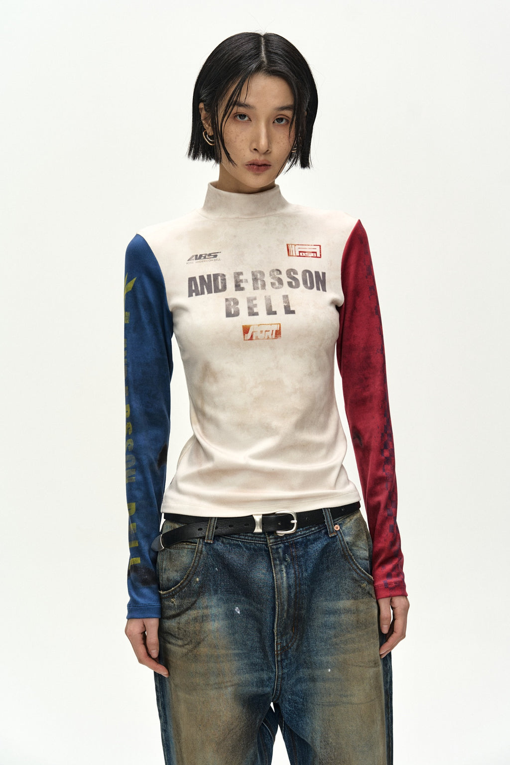 Andersson Bell - Racing Graphic Color-Block High-Neck Top (navy/red) (Navy/Red) product image 5 | TRAB K-Fashion Australia