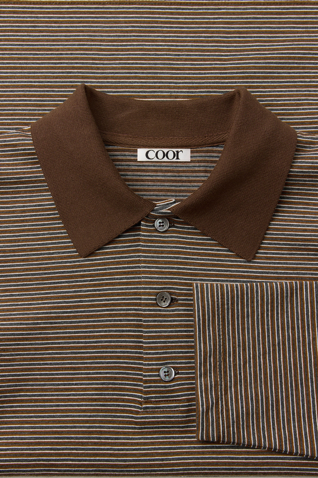 Coor - Multi Pin Pique Polo Long Sleeve (Brown) product image 5 | TRAB K-Fashion Australia