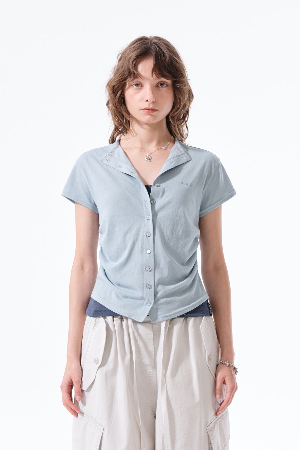 Matin Kim - Side Shirring Button Top (Light Blue) product image 6 | TRAB K-Fashion Australia